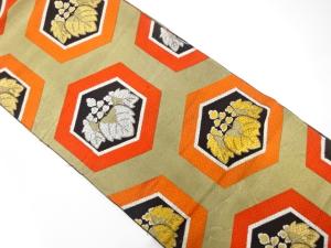 アンティーク　亀甲に桐模様織り出し袋帯（材料）